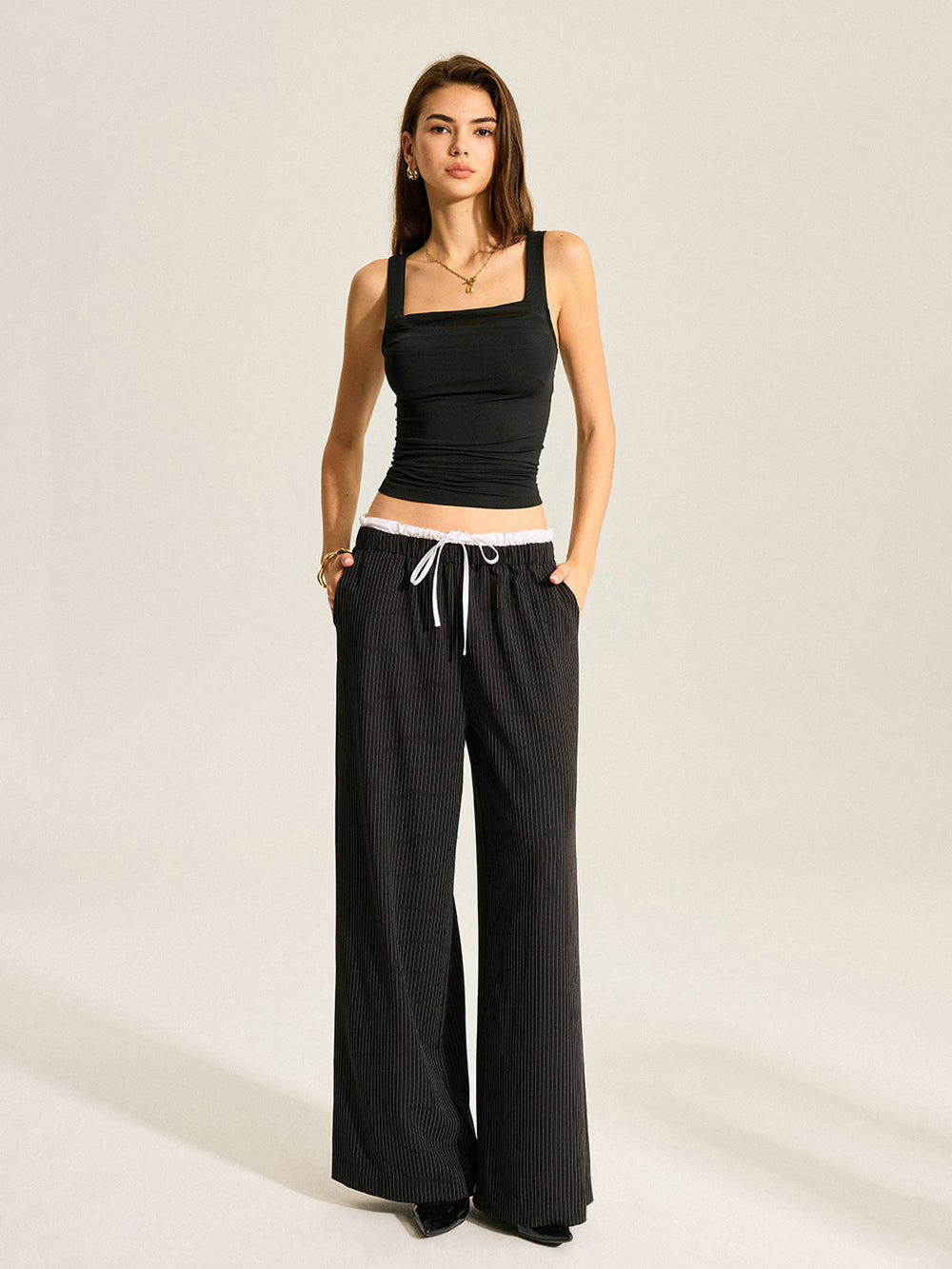 Pantalons Larges à Rayures