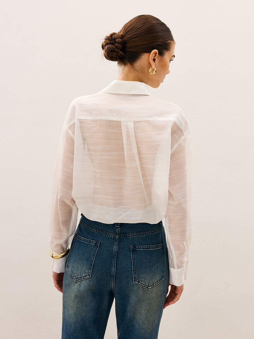 Blouse à Volants en Dentelle Transparente