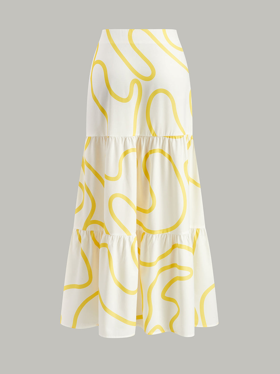 Ensemble Jupe Maxi Étagée et Haut Court à Épaule Mignonne Imprimé Abstrait
