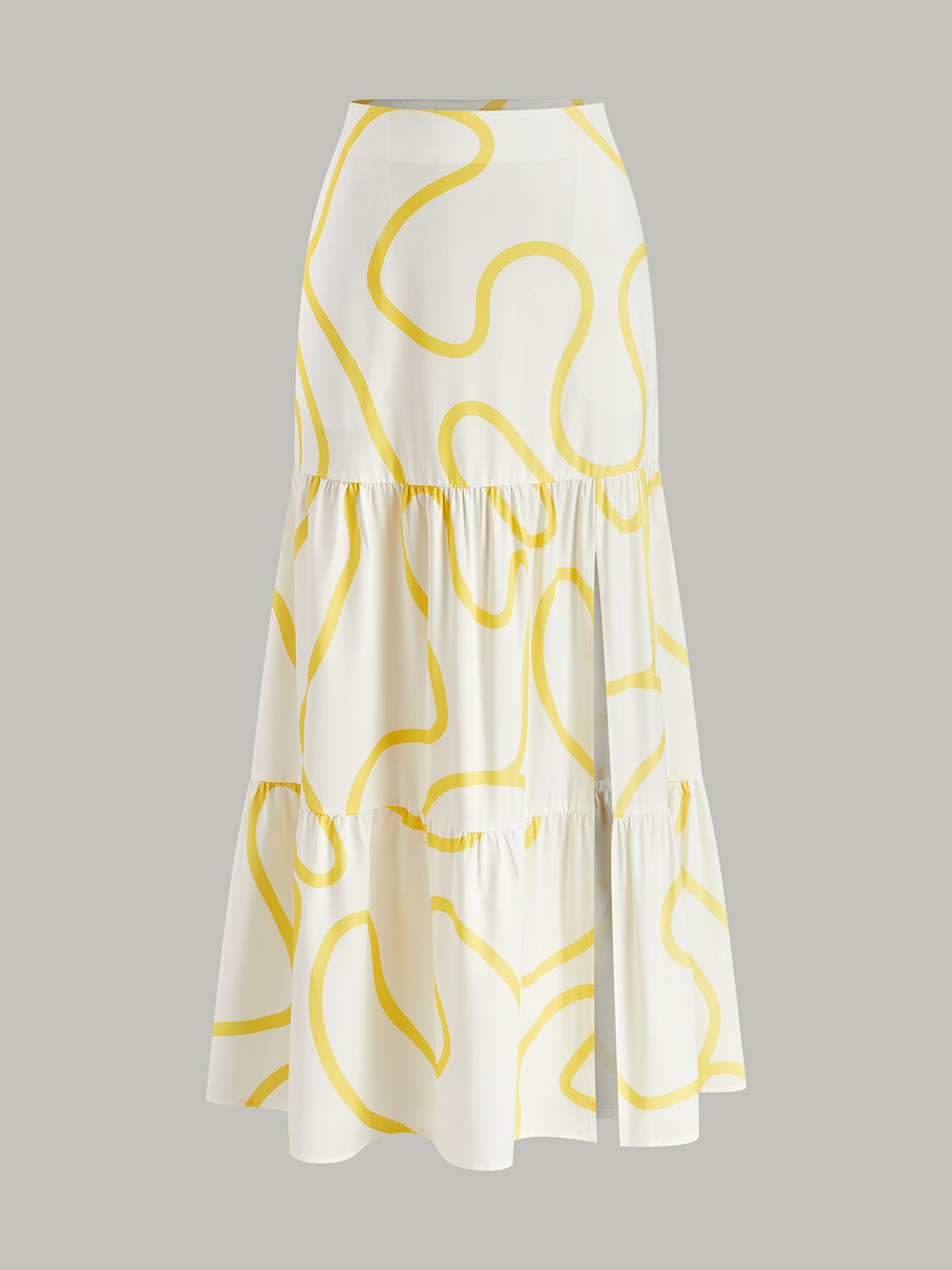 Ensemble Jupe Maxi Étagée et Haut Court à Épaule Mignonne Imprimé Abstrait
