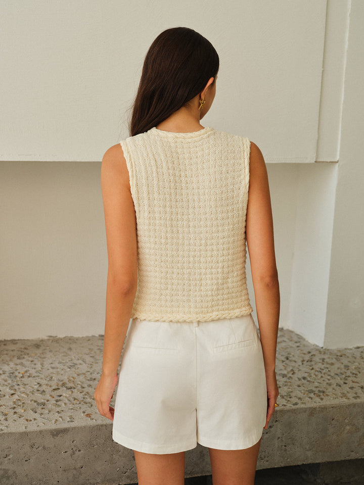 Gilet Boutonné Sans Manches à Col en V