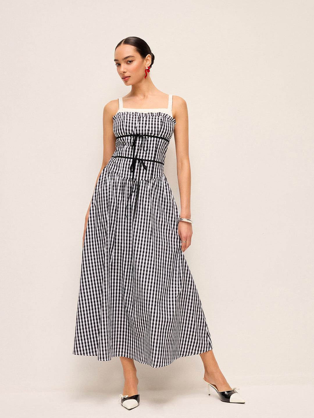 Robe Mi-longue Corset Vichy