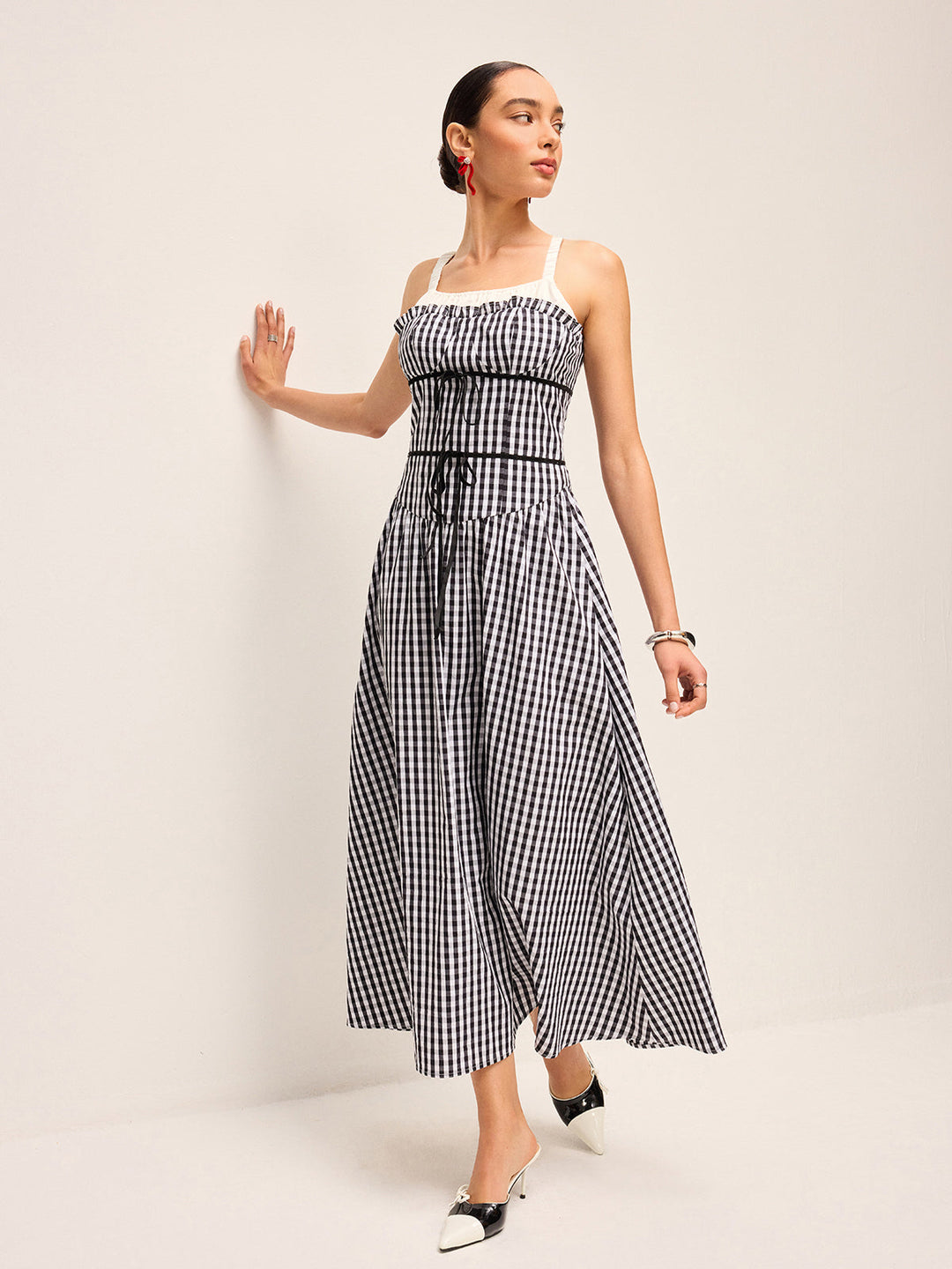 Robe Mi-longue Corset Vichy