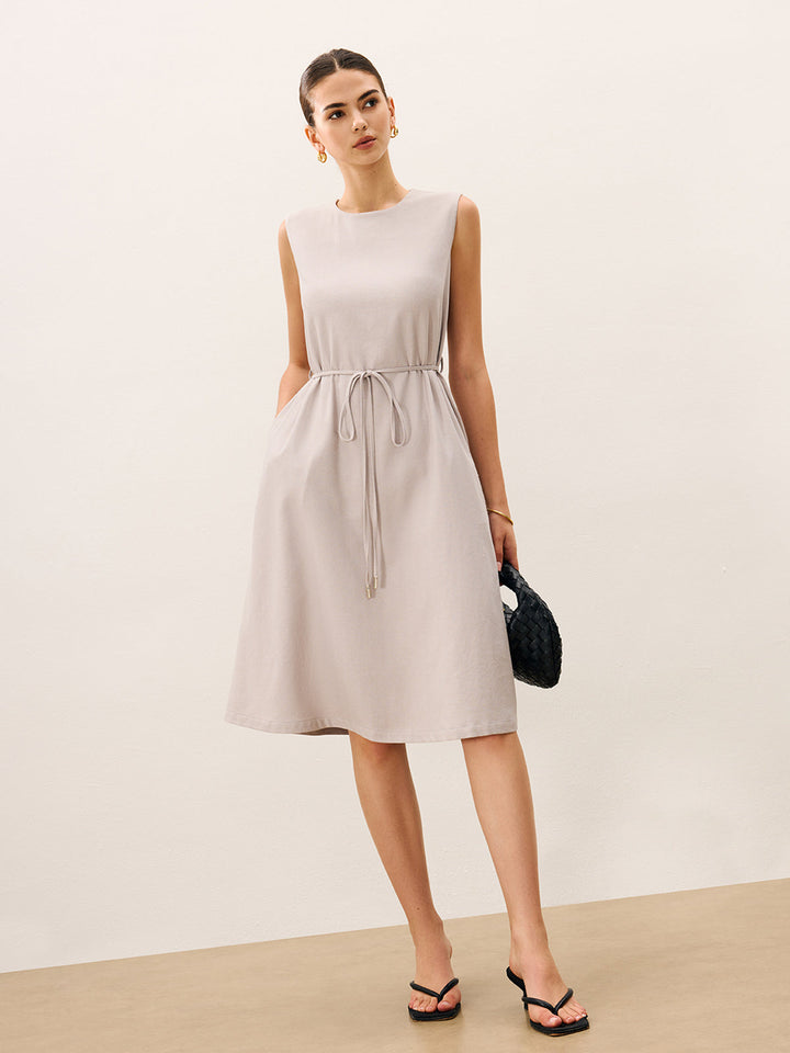 Robe Mi-longue Sans Manches à Détails Liés