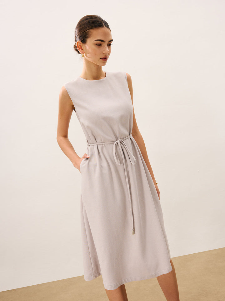 Robe Mi-longue Sans Manches à Détails Liés