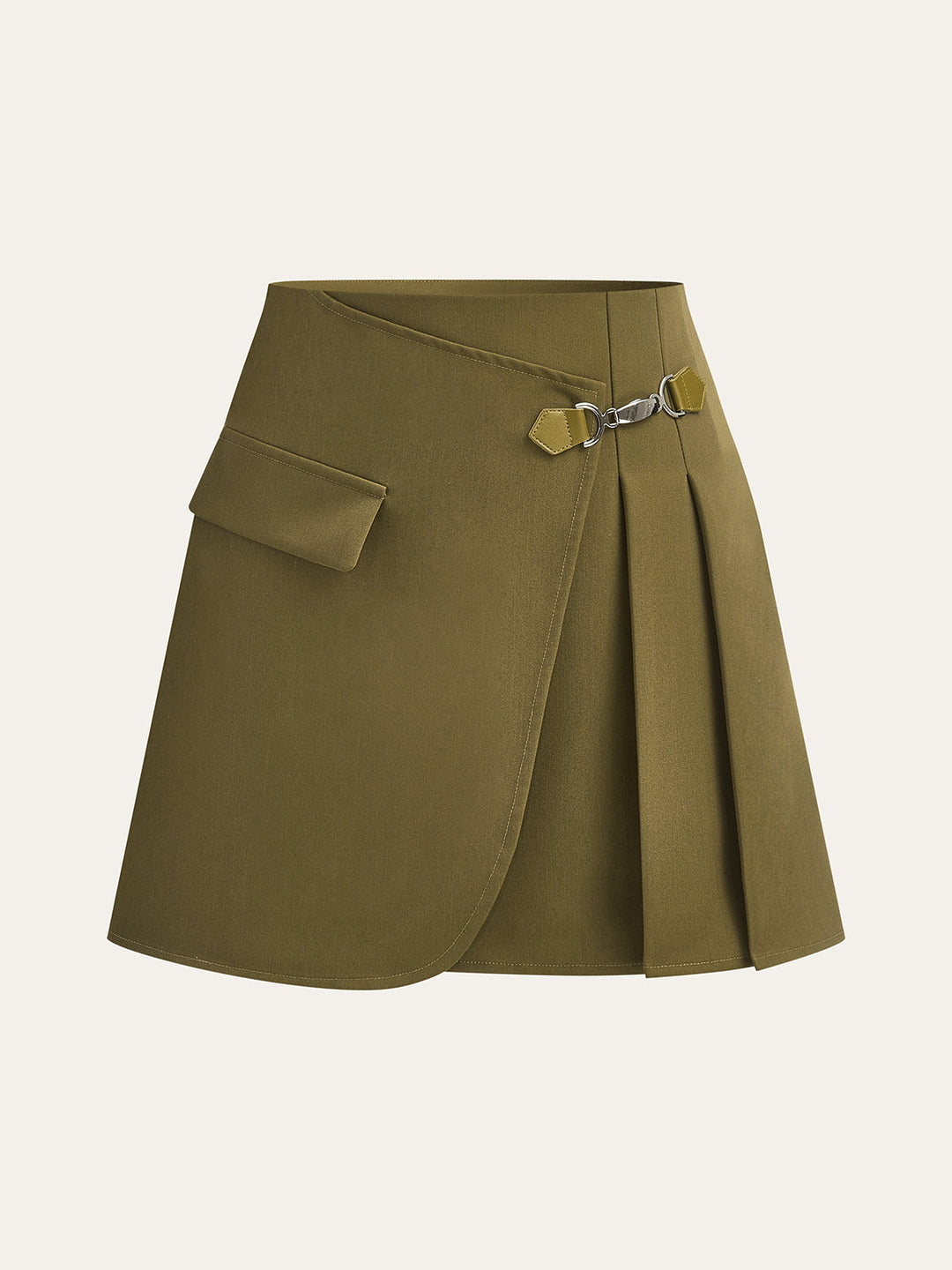 Jupe portefeuille plissée à poches