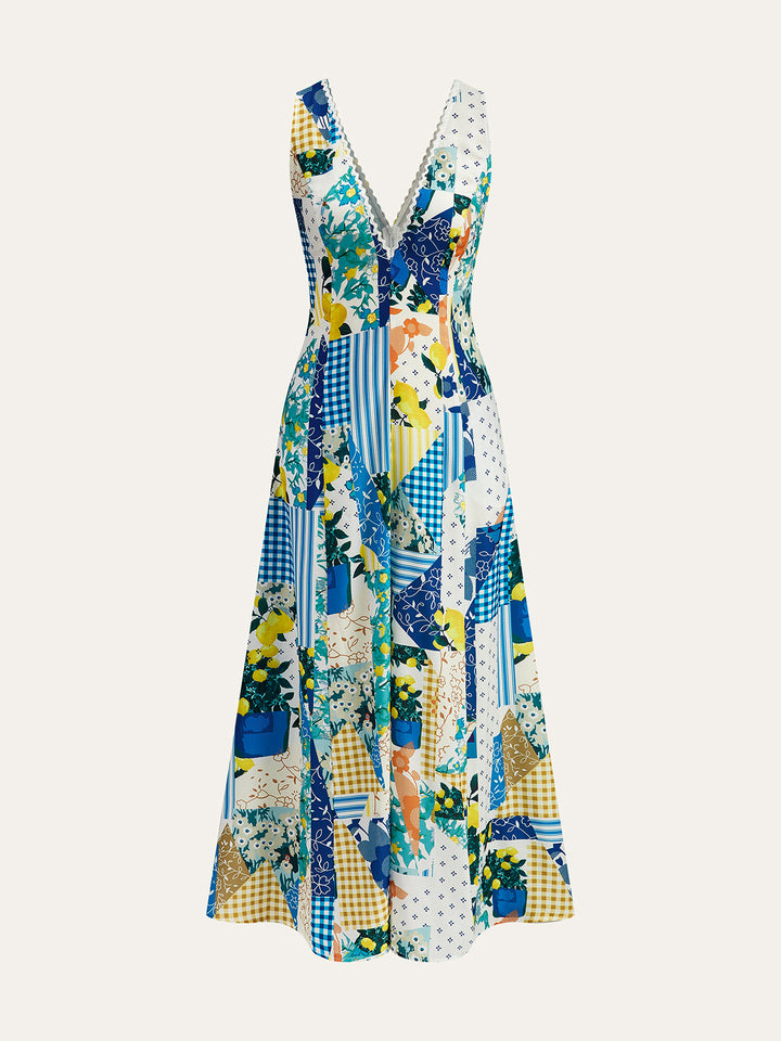 Robe Longue en Dentelle "Lemonade Print"