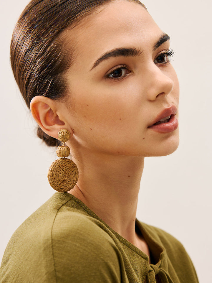 Boucles d'oreilles pendantes triples en raphia