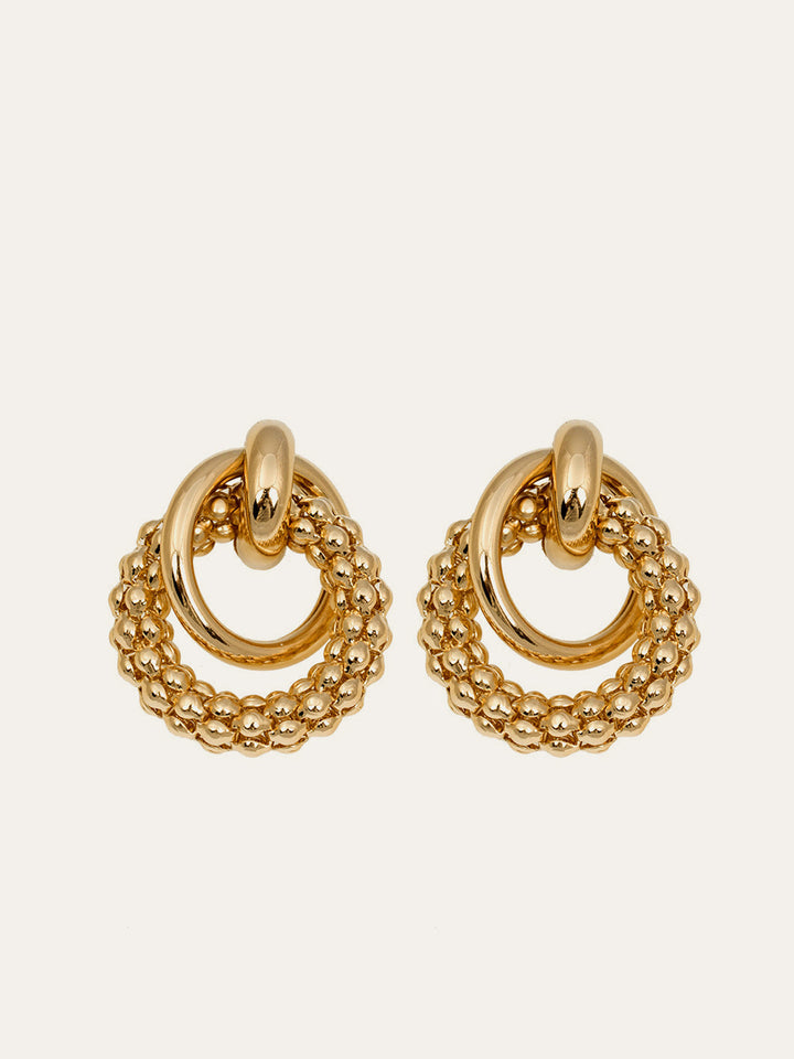Boucles d'oreilles créoles dorées et perlées