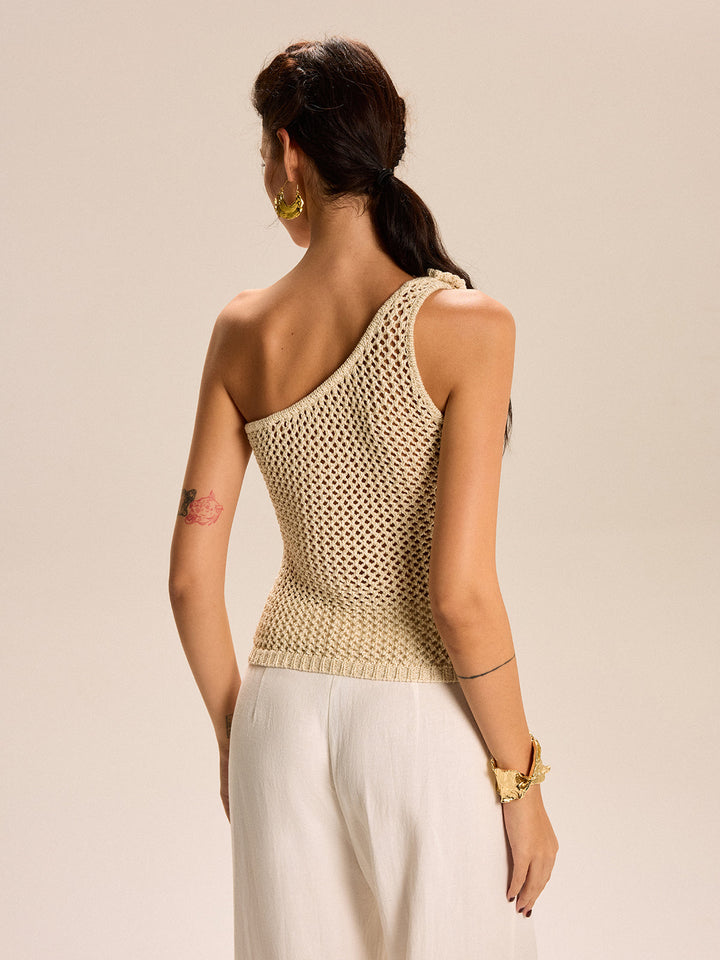 Haut en crochet floral à une épaule