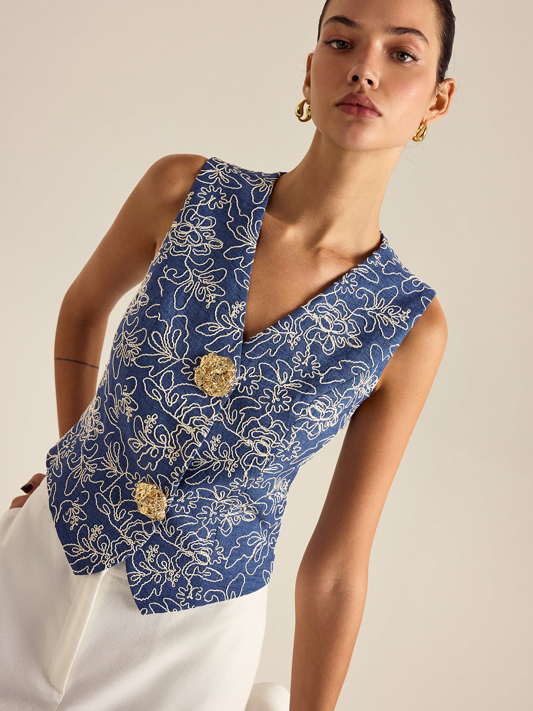 Gilet Brodé Floral