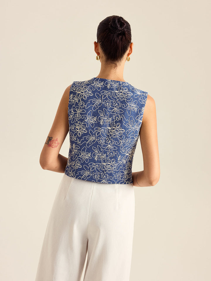 Gilet Brodé Floral