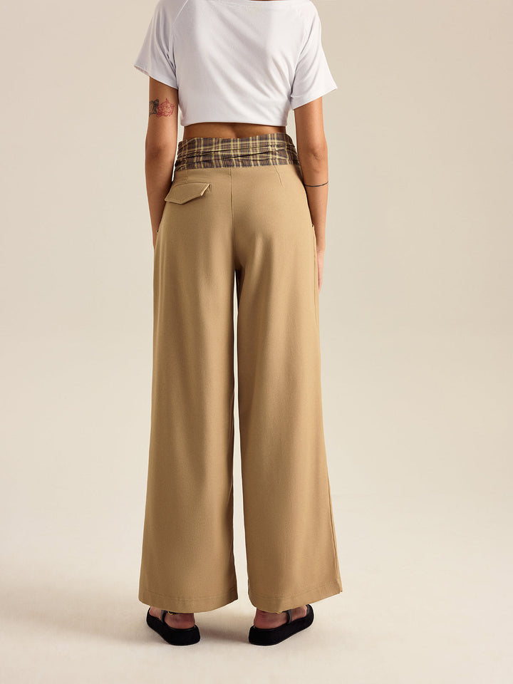 Pantalon large à carreaux avec poches