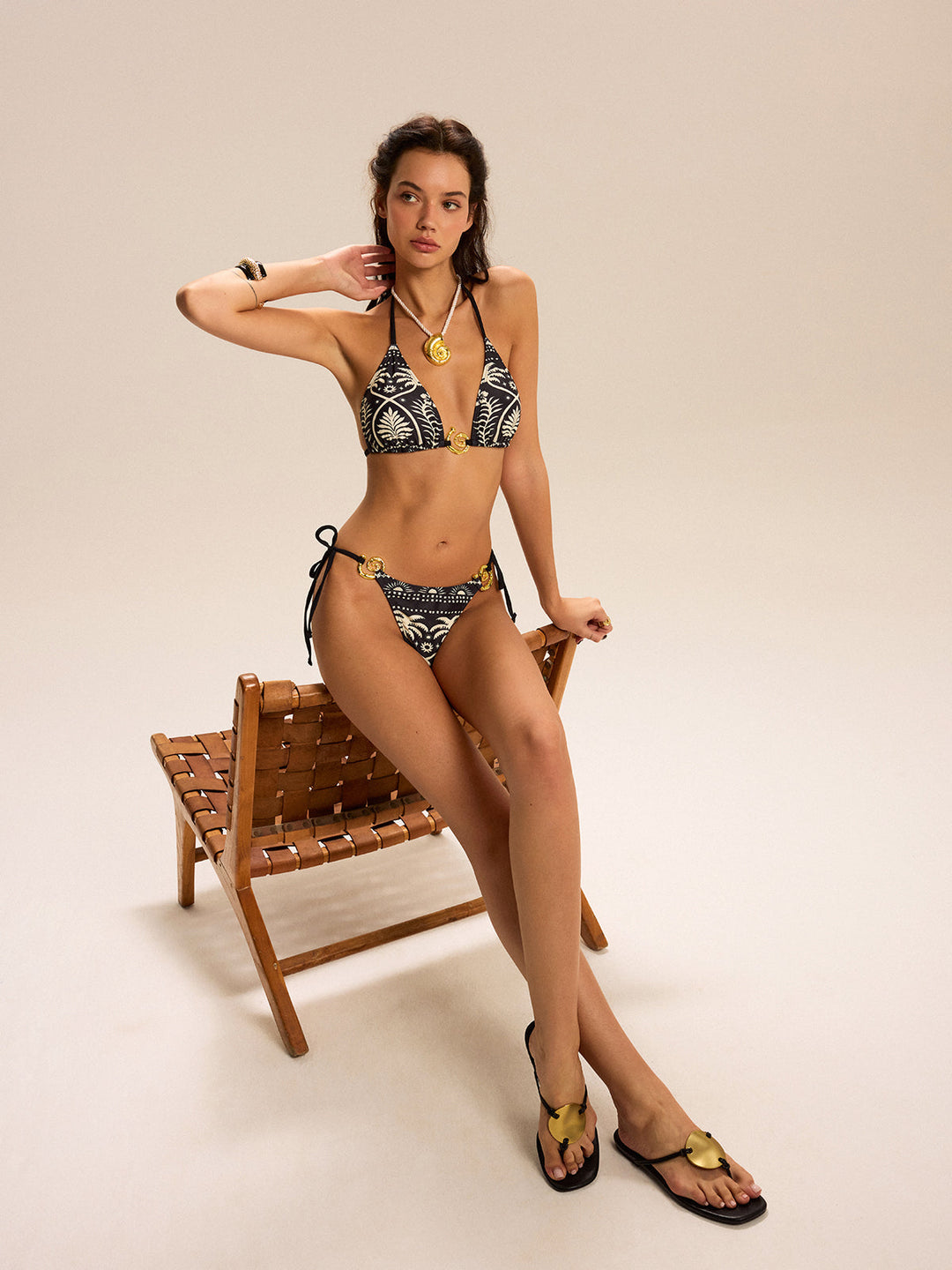 Ensemble Bikini Imprimé Avec Anneaux Dorés