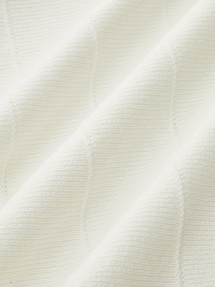 Robe Longue Évasée en Maille Semi-Transparente Sans Ceinture