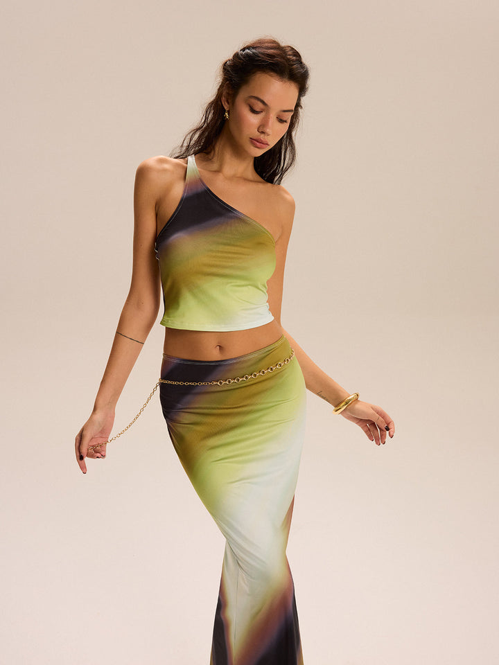 Ensemble Jupe Taille Unique à Volants Imprimés