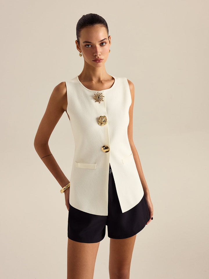 Gilet sans manches à décor métallique
