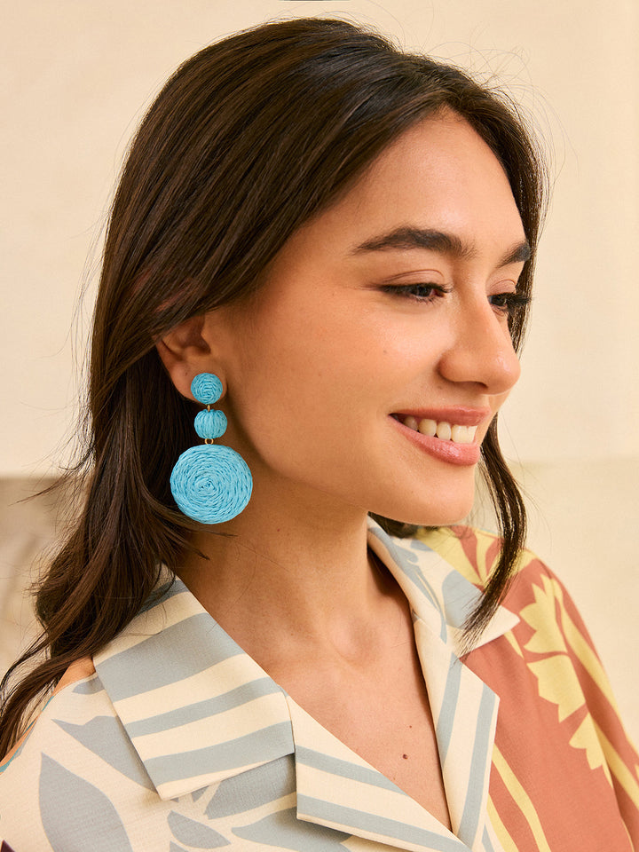 Boucles d'oreilles pendantes triples en raphia