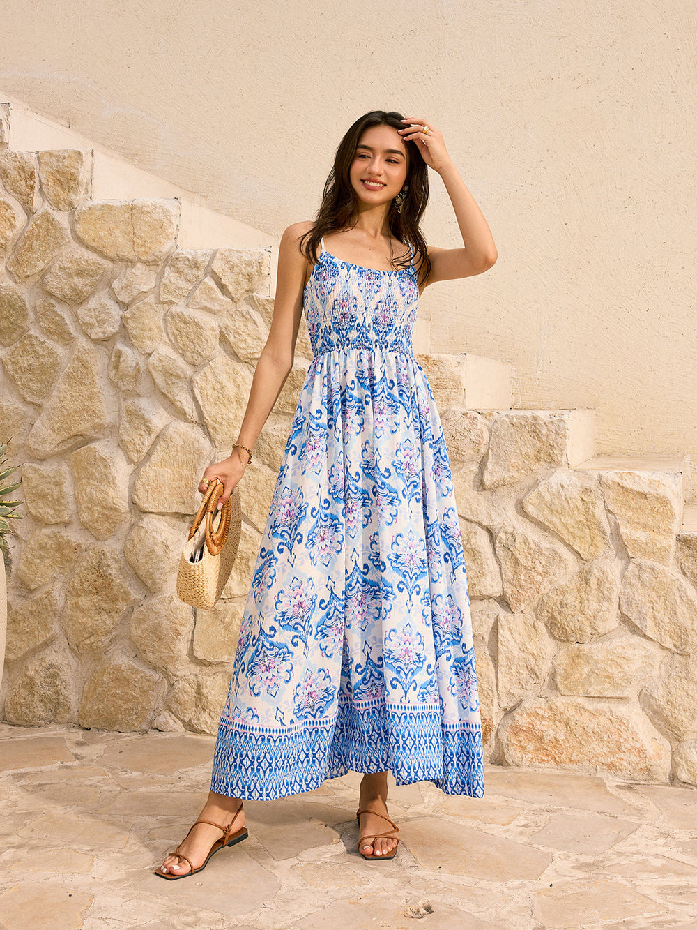 Robe Longue à Imprimé Floral Bohème