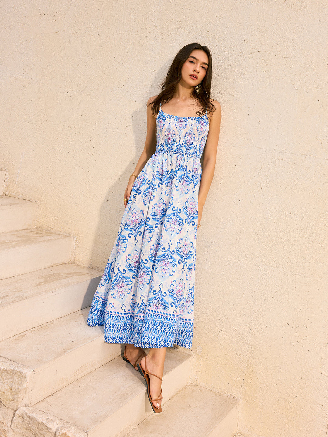 Robe Longue à Imprimé Floral Bohème