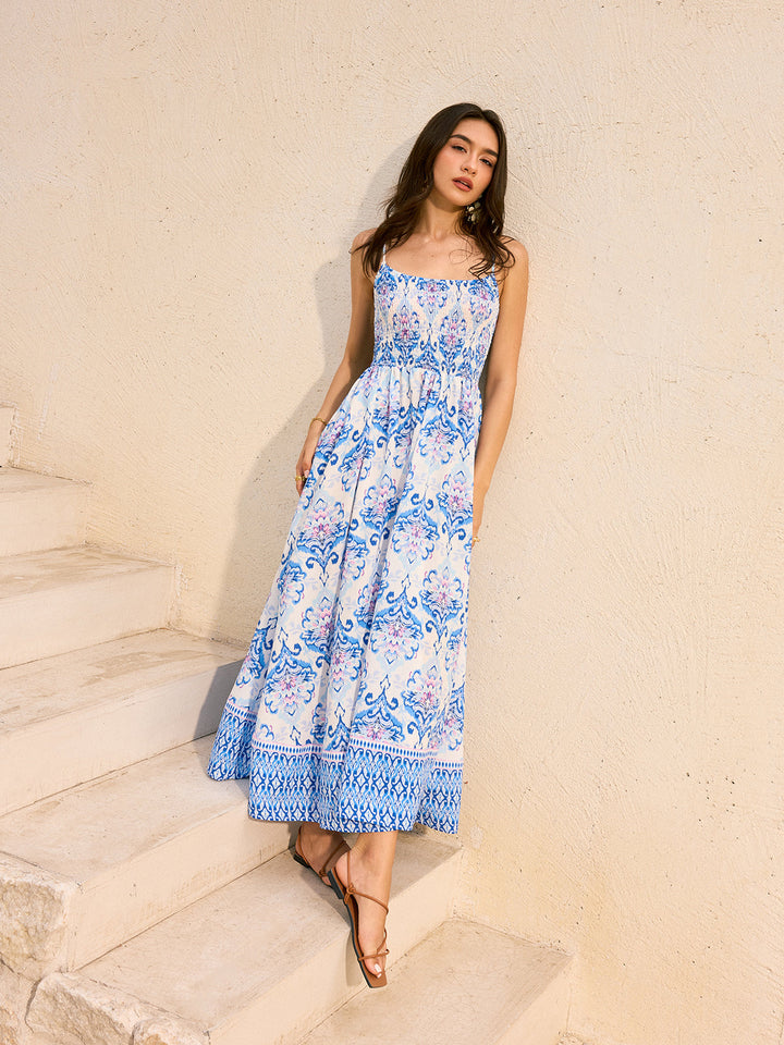 Robe Longue à Imprimé Floral Bohème