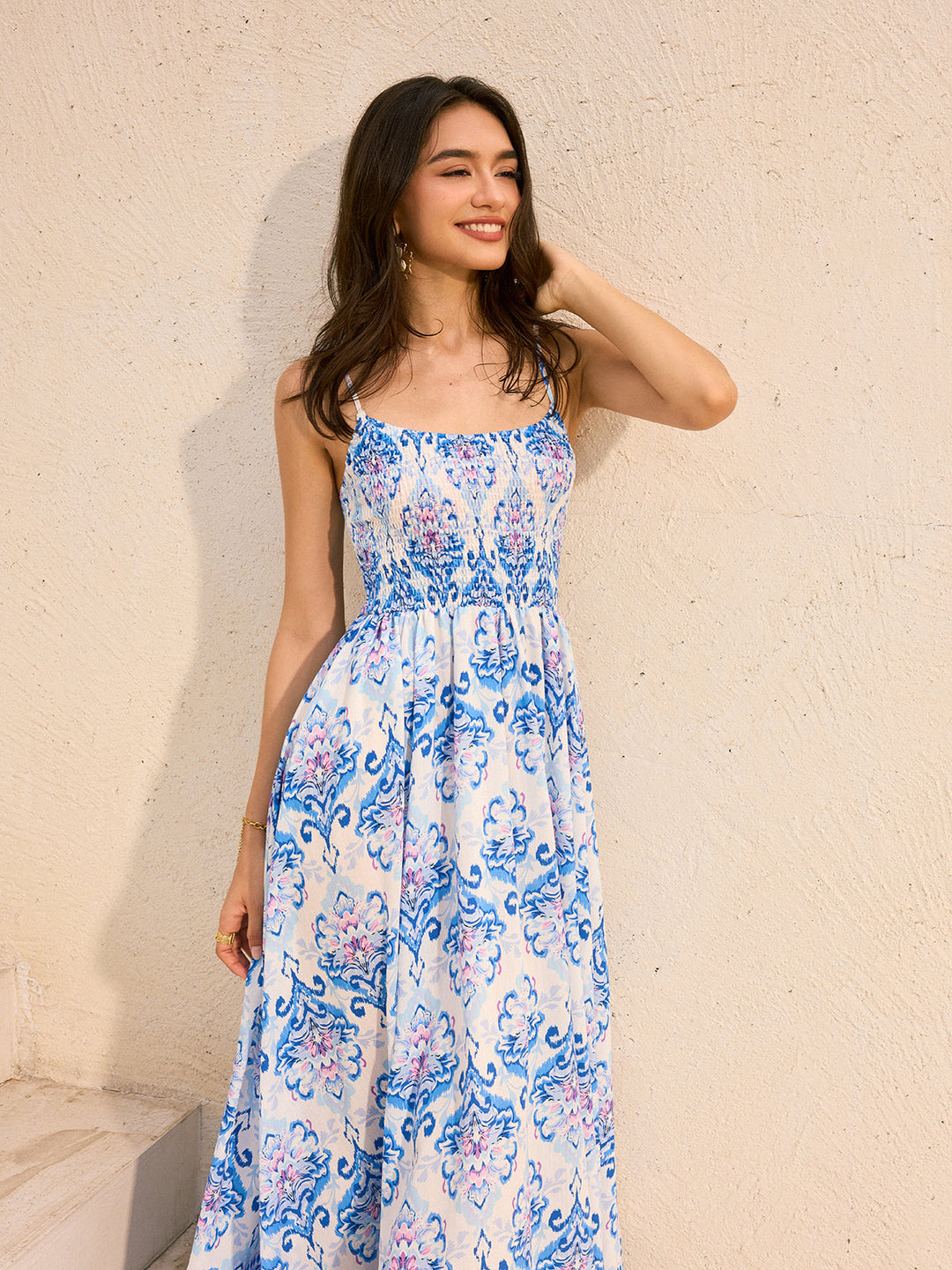 Robe Longue à Imprimé Floral Bohème