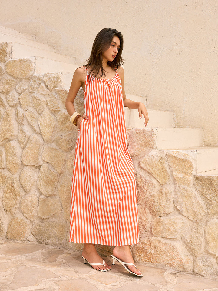Robe Maxi Dos Nu Rayé