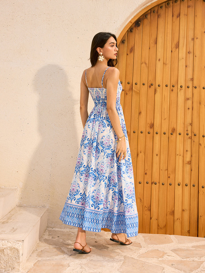 Robe Longue à Imprimé Floral Bohème