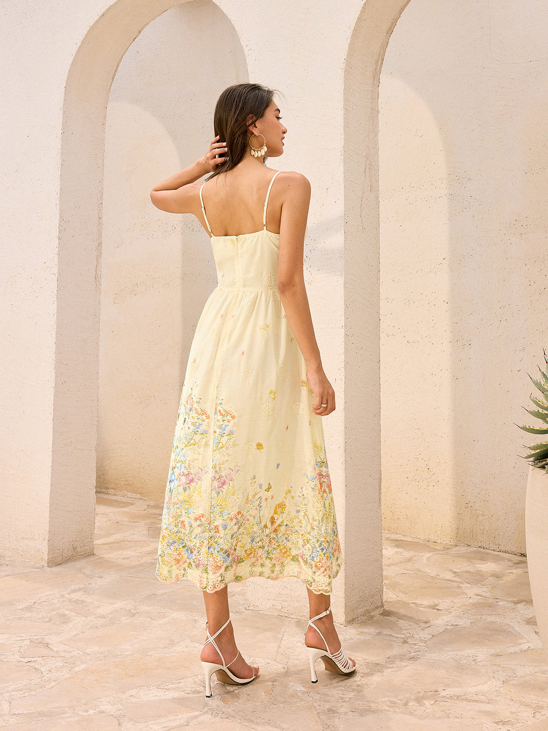 Robe Mi-longue Fleurie Brodéee