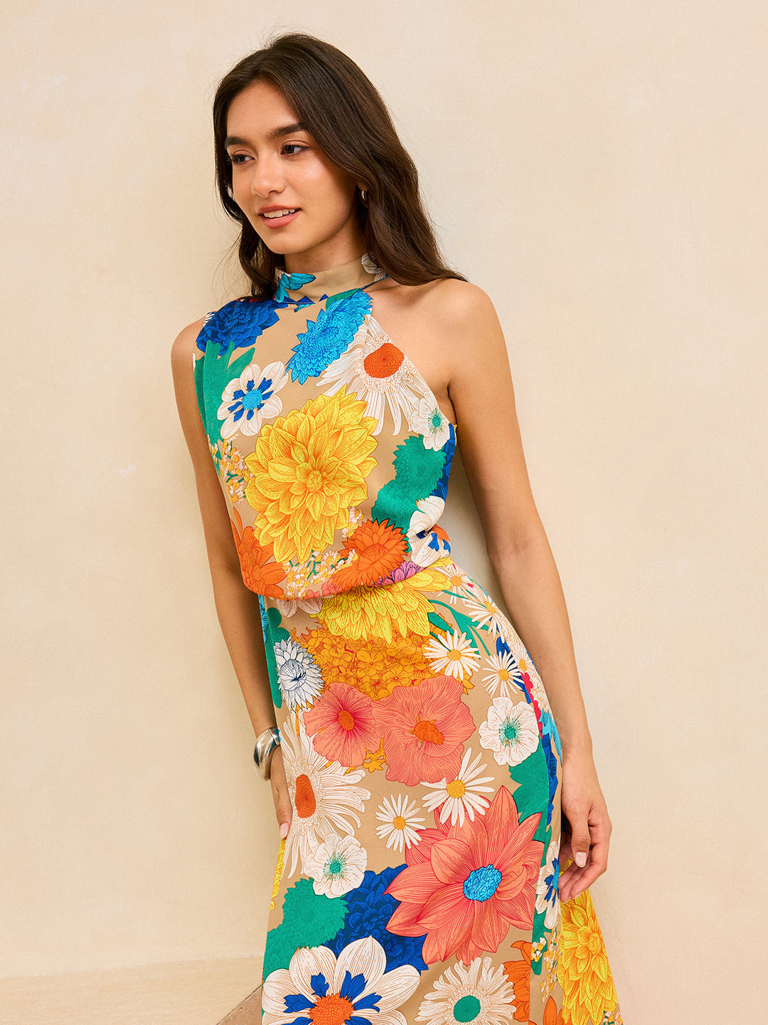 Robe Longue Imprimée avec Dos à Lacets