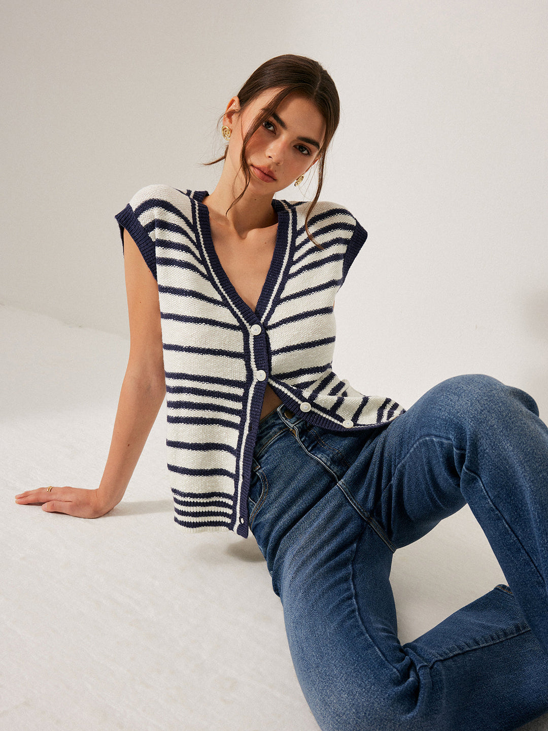 Cardigan en tricot à rayures