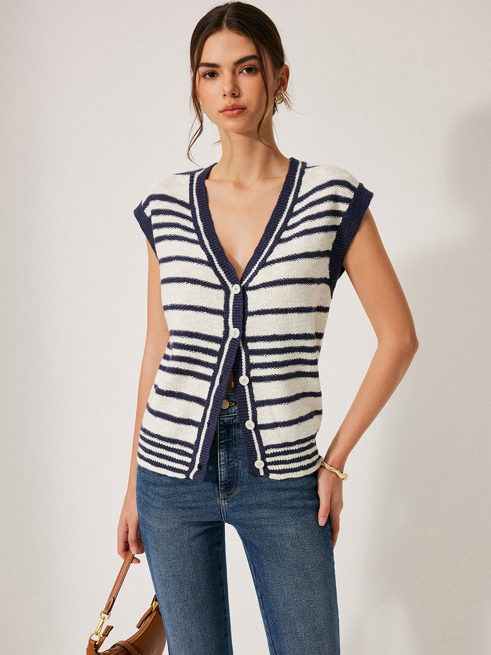 Cardigan en tricot à rayures