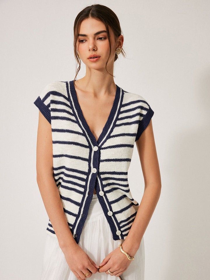 Cardigan en tricot à rayures