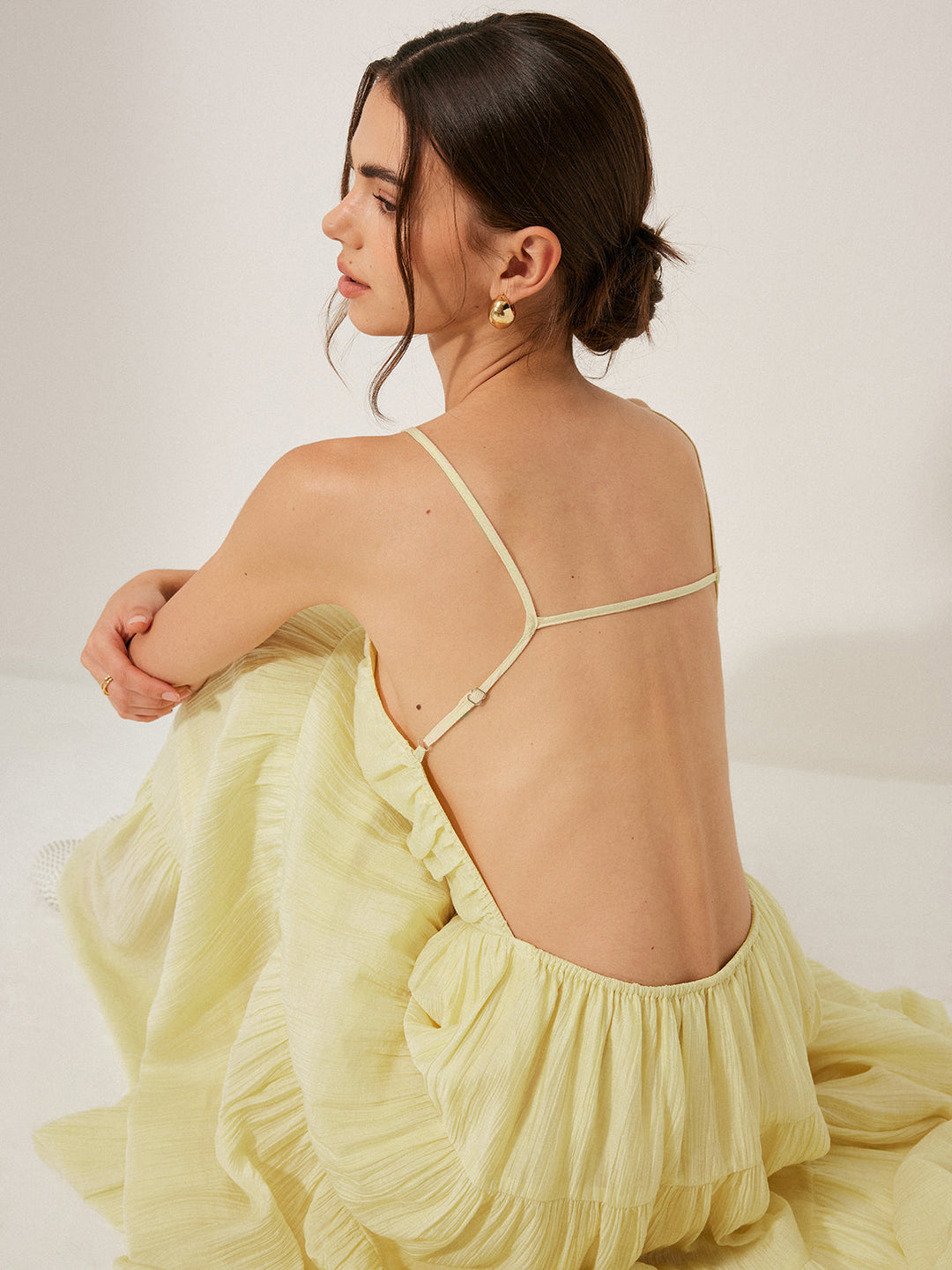 Robe Cami à Volants Sans Dos