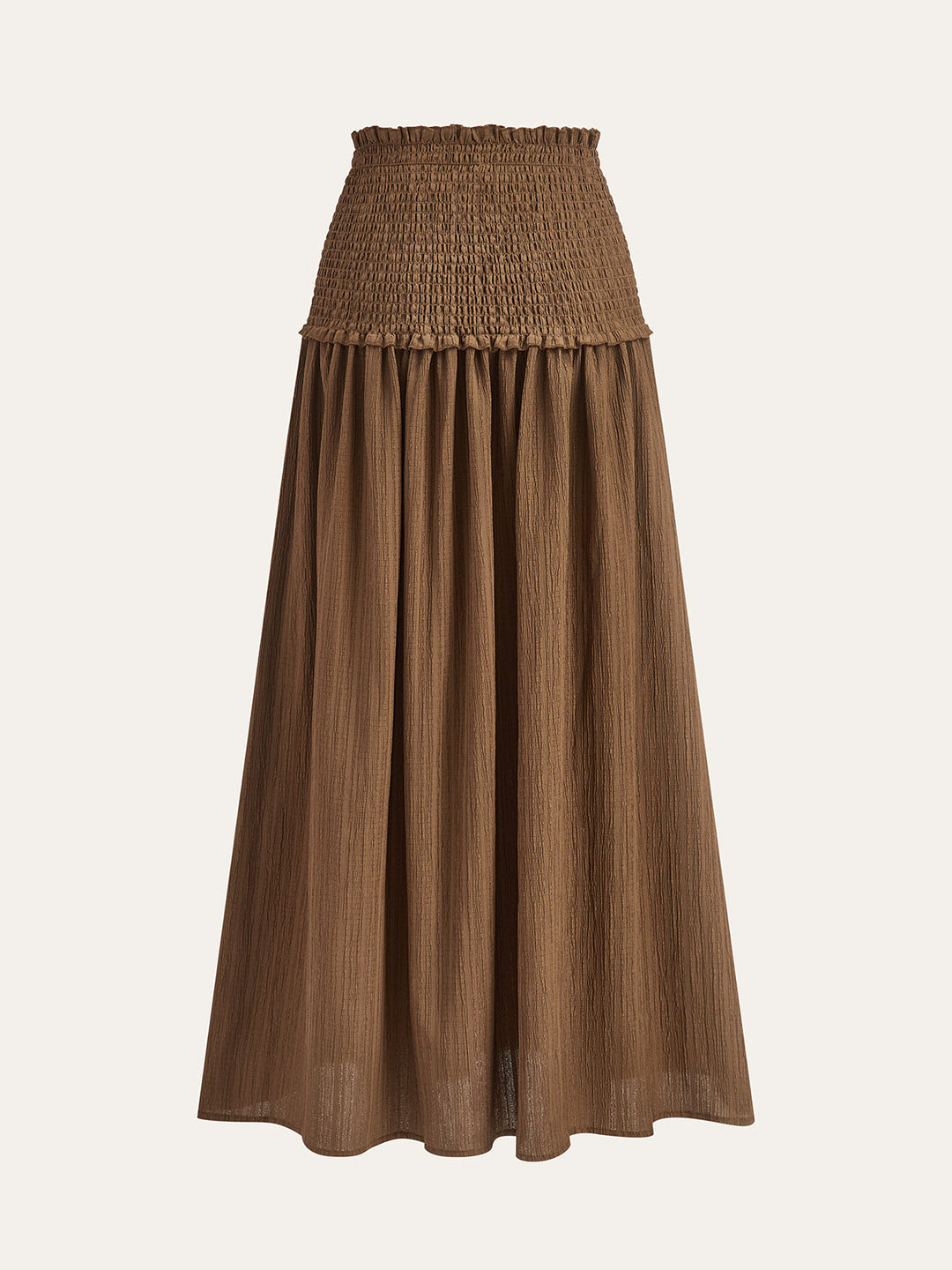 Ensemble Top Court à Manches Bouffantes et Jupe Midi Smockée