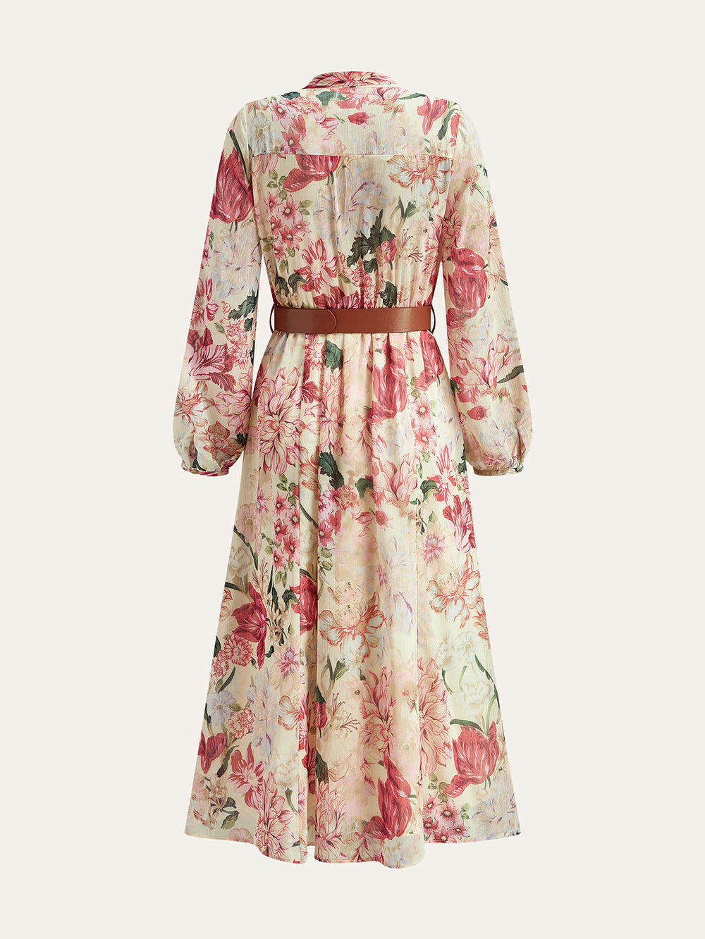 Robe Maxi à col nœud et ceinture imprimé floral