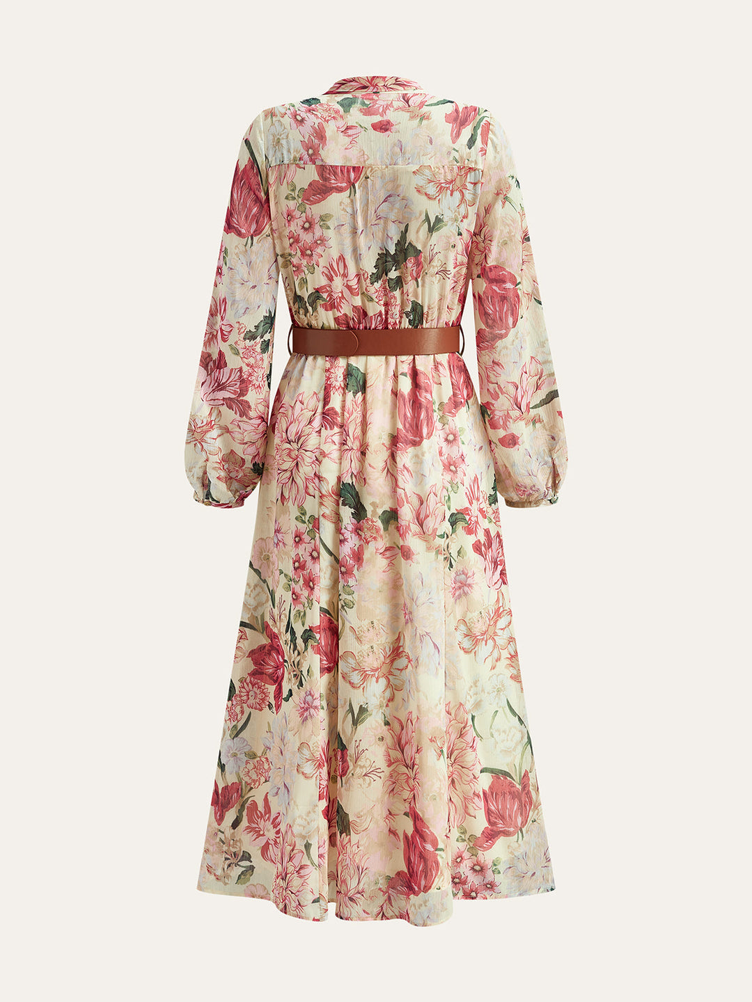 Robe Maxi à col nœud et ceinture imprimé floral