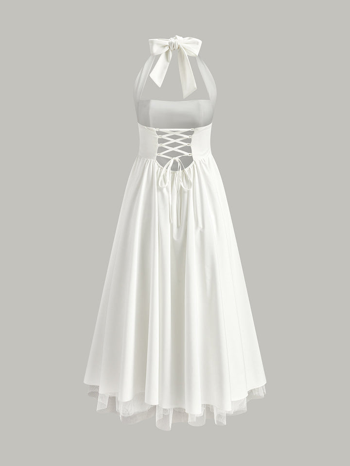 Robe Longue Dos Nu à Fermeture Éclair Sans Manches