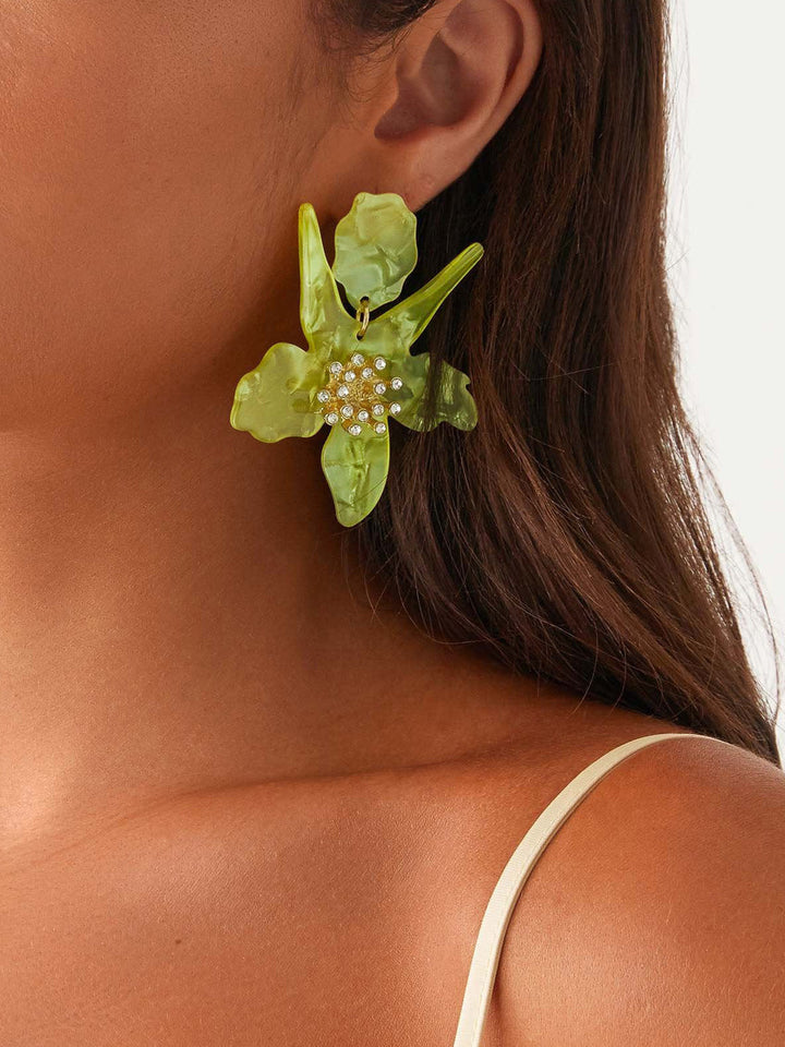 Boucles d'oreilles Fleur avec Détail Strass