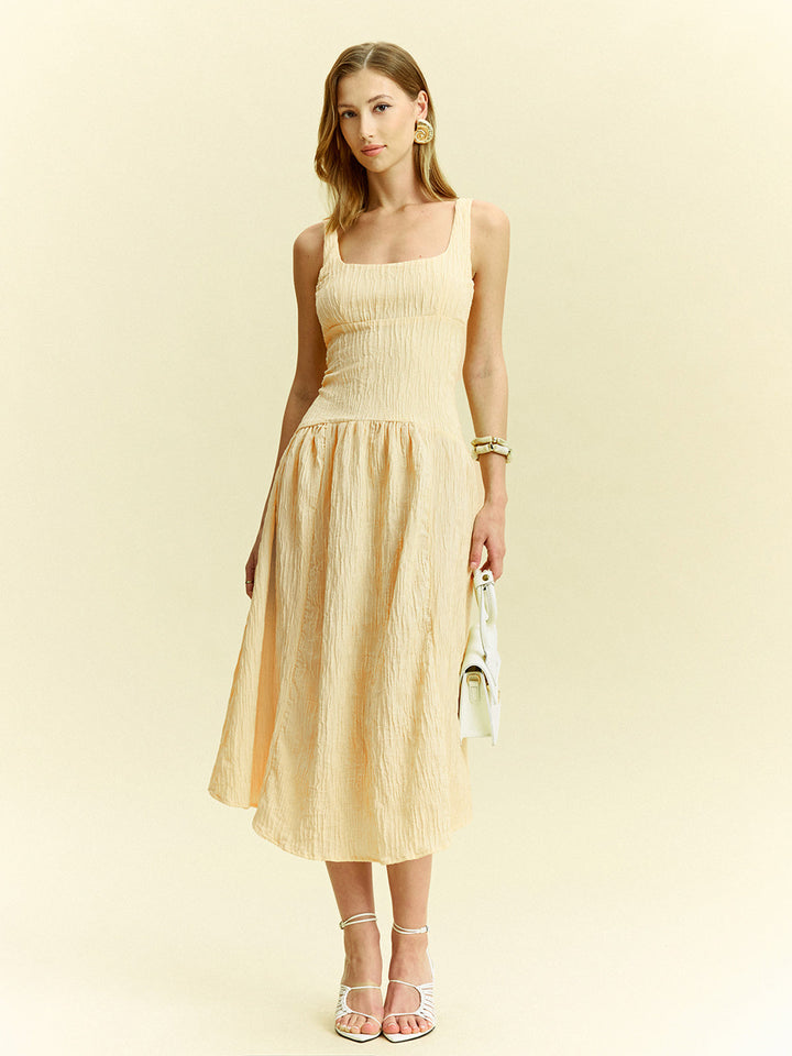 Robe Mi-longue Sans Manches Texturée