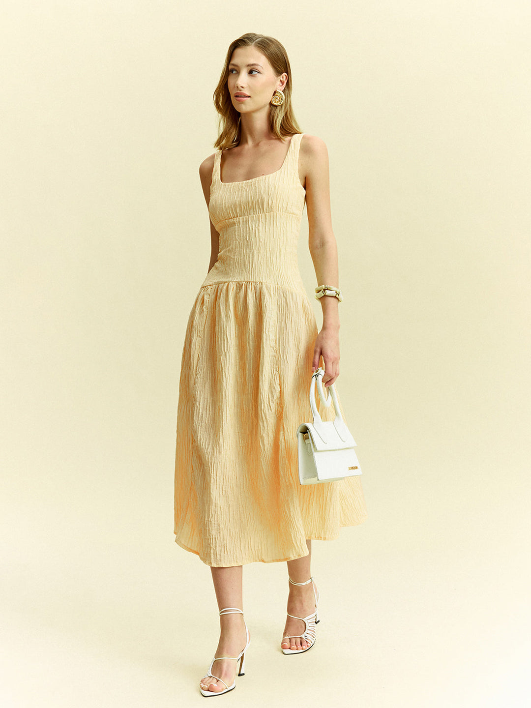 Robe Mi-longue Sans Manches Texturée