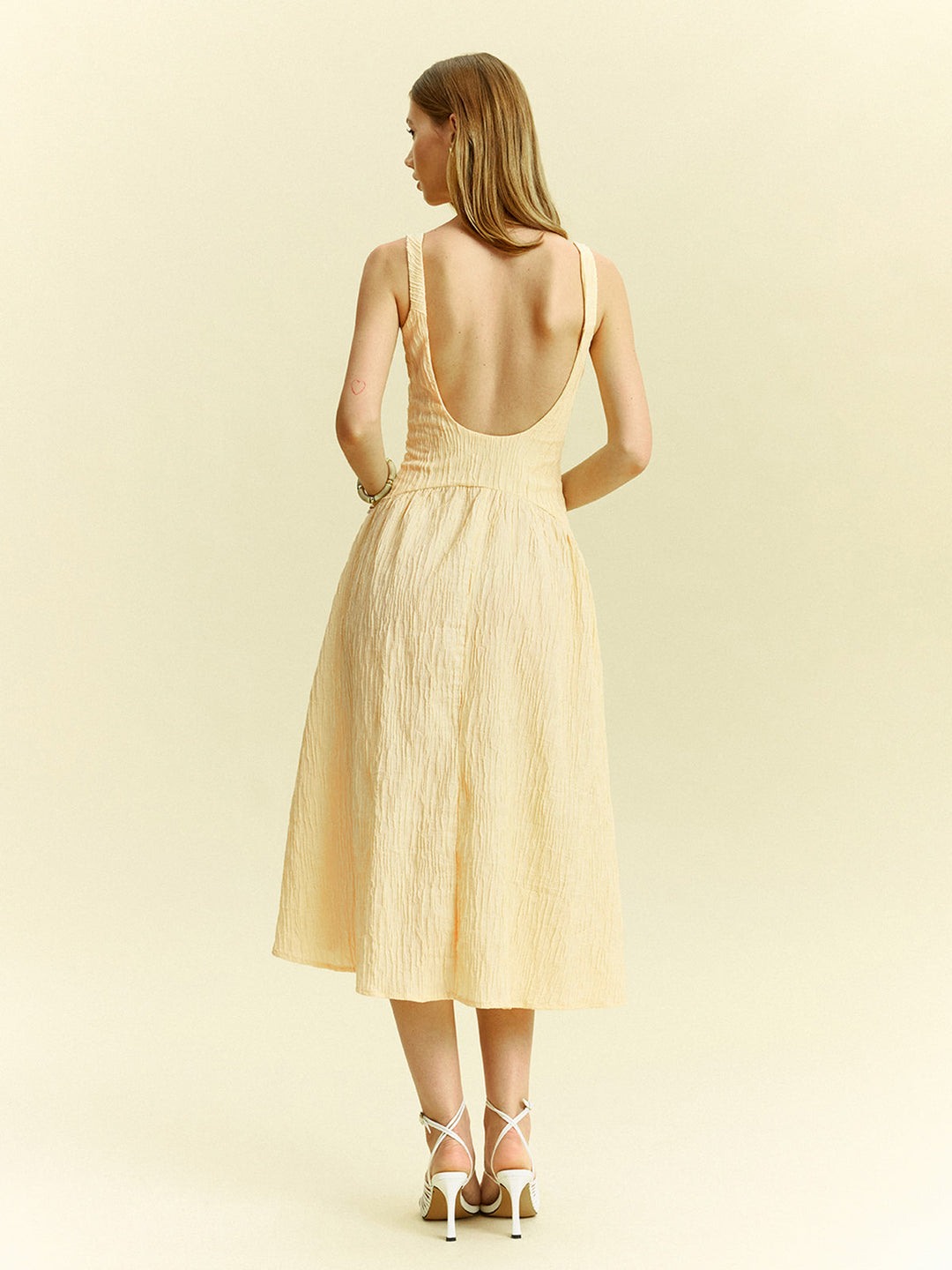 Robe Mi-longue Sans Manches Texturée