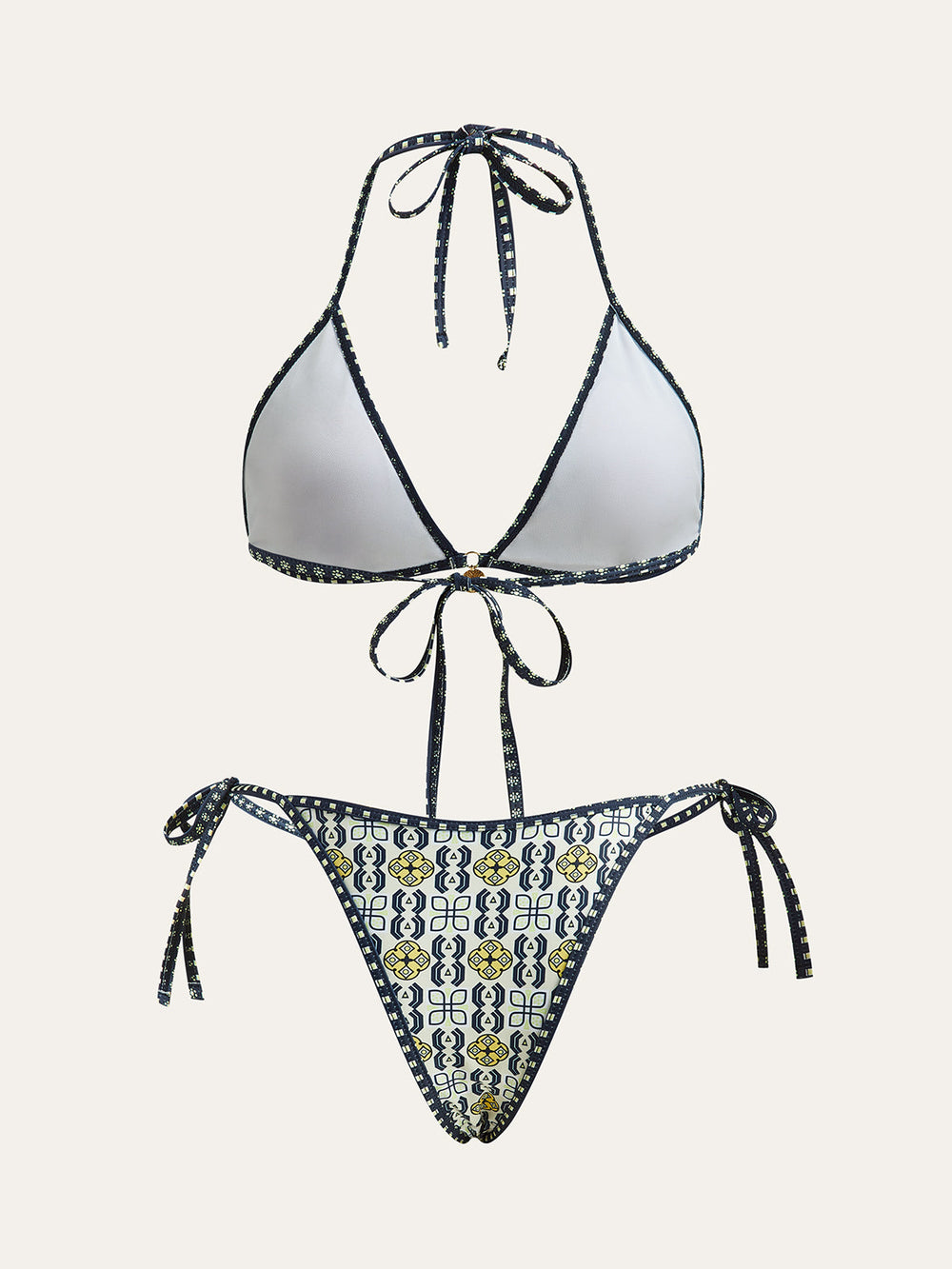 Ensemble de bikini à dos nu à motifs