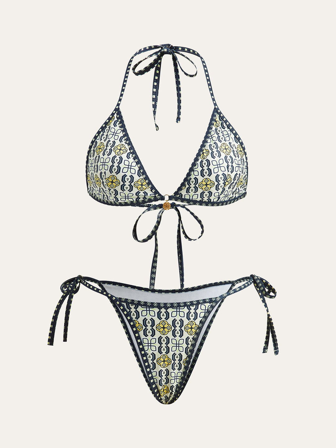 Ensemble de bikini à dos nu à motifs