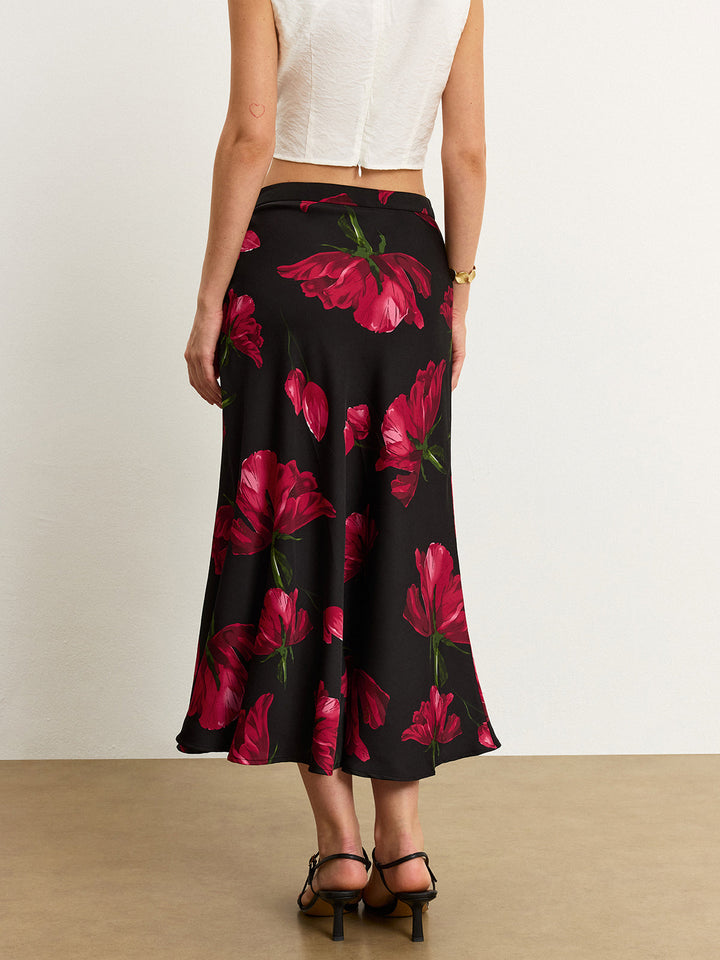 Jupe Midi Satinée Rose
