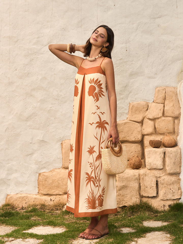 Robe Longue Imprimée Bohème à Panneaux Contrastants
