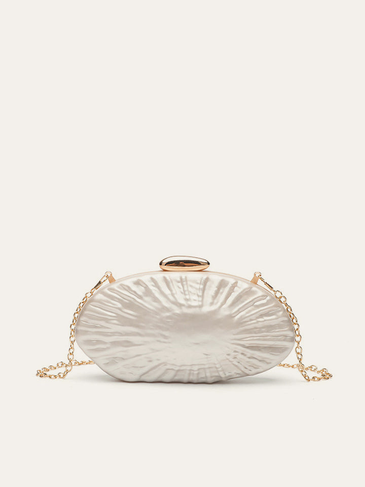 Pochette à texture perle avec chaîne dorée