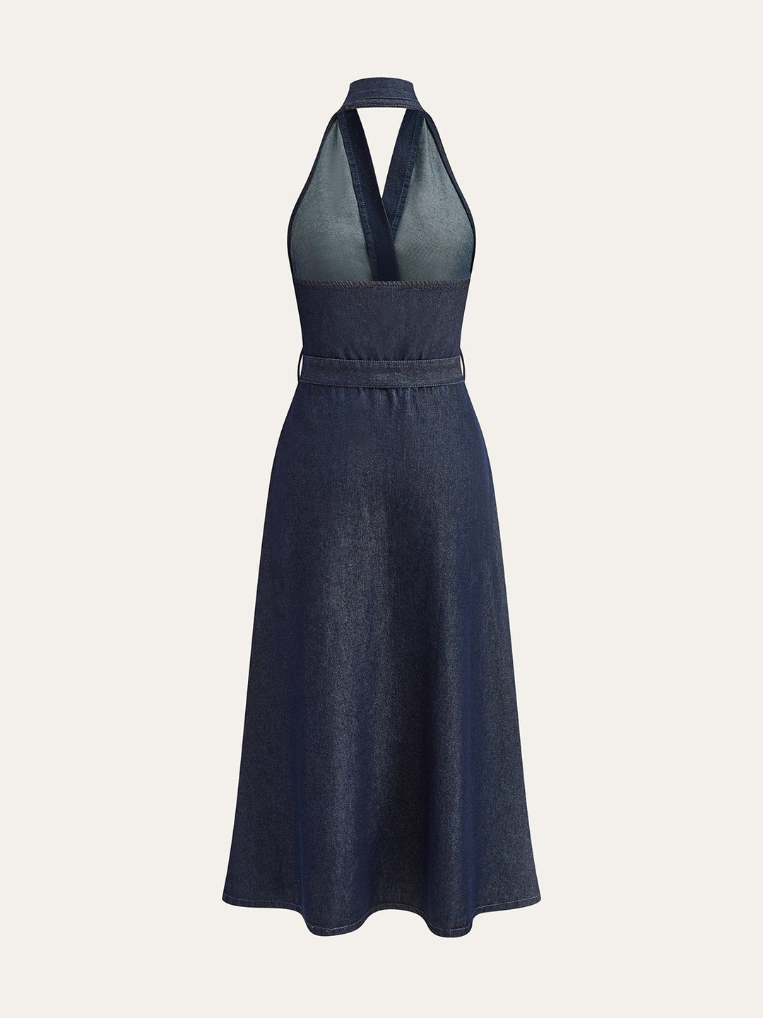Robe Mi-Longue Ceinture Col Bardot en Jean