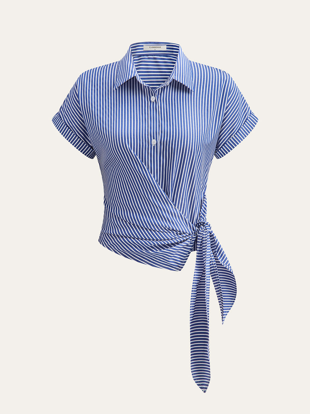 Blouse drapée asymétrique à rayures