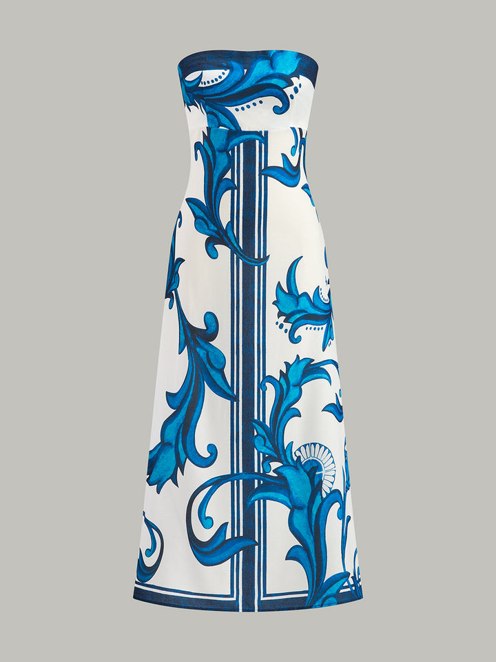 Robe Longue Sans Bretelles Imprimée Florale